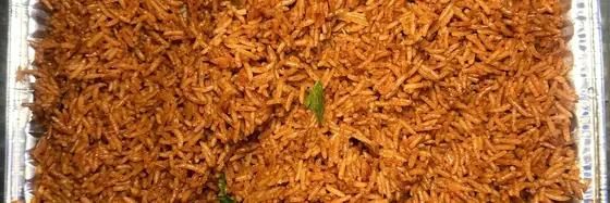 A full tray of jollof rice
