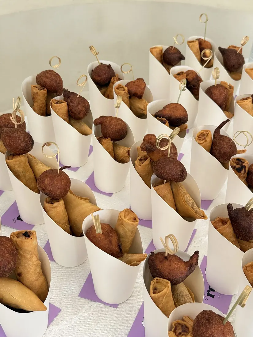Rena Cooked It canapé cups lined up on a tray